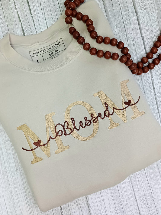 Blessed Mom Embroidery Shirt